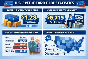 Average Credit Card Debt in the U.S.: Statistics, Trends, and What It Means for Consumers Average Credit Card Debt in USA
